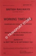 Working Timetable of Passenger and Parcels Train Services - Section YG - Diggle Jn., Leeds to Scarborough and branches - Sundays, 19 May 1991 to 29 September 1991 by British Railways Eastern Region